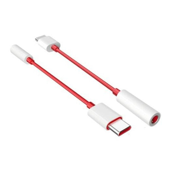 Type C To 3.5Mm Earphone Jack Adapter For Oneplus 7 Pro / P30 2Pcs Red Cables & Adapters
