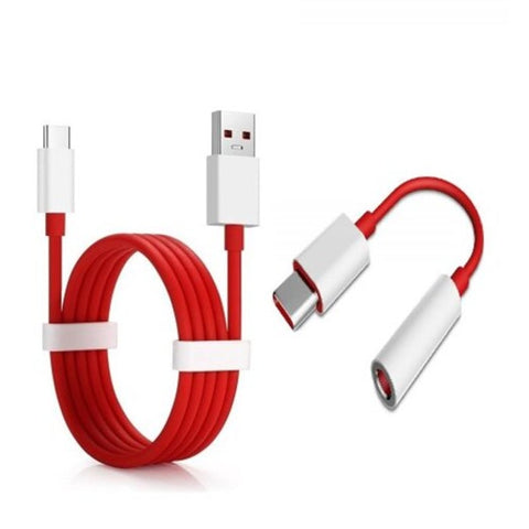 Type C To 3.5Mm Jack Audio Usb Quick Cable For Oneplus 7 Pro / 6T Red Cables & Adapters
