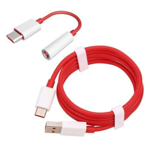 Type C To 3.5Mm Jack Audio Usb Quick Cable For Oneplus 7 Pro / 6T Red