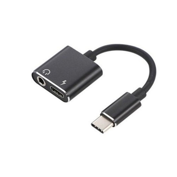 Type C To 3.5Mm Jack Headphone Auxiliary Charger Jet Black Cables & Adapters