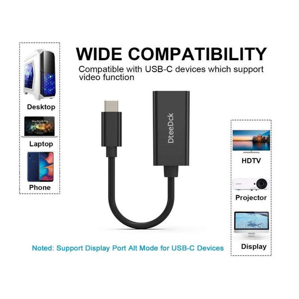 Network Cards Adapters Type To Hdmi Line Usb 4K Cable For Macbook Pro 2018 / 2017 Samsung Galaxy S9 S8 Surface Book Dell Xps 13 15 Pixelbook More