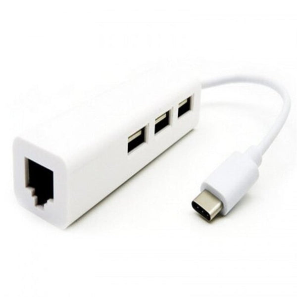 Type C To Rj45 Ethernet Card 2.0 Usb 3 Port Hub 100 Mbp Band Line Network White Usb Cables Hubs & Adapters