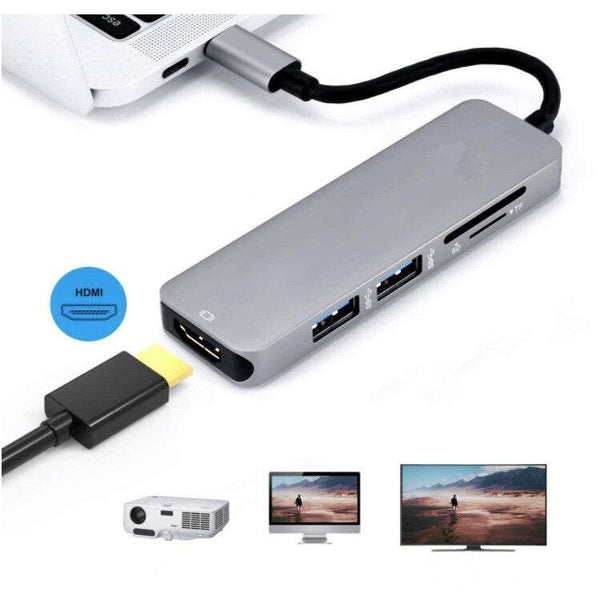 Type C Usbc Hdmi Adapter For Macbook 5 In 1 To Hub Sd Tf Card Reader And 2 3.0 Ports Usb Cables Hubs & Adapters