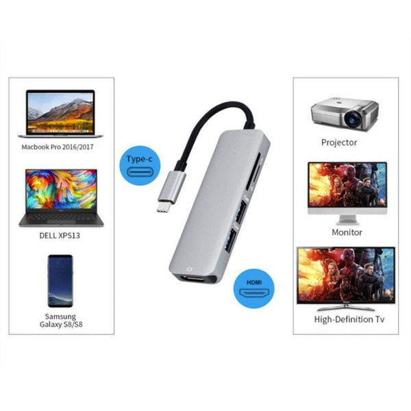 Type C Usbc Hdmi Adapter For Macbook 5 In 1 To Hub Sd Tf Card Reader And 2 3.0 Ports Usb Cables Hubs & Adapters
