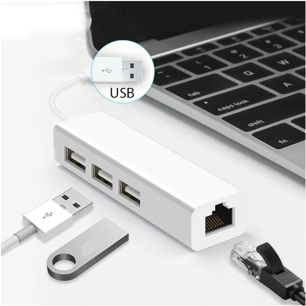Type C 3 Port Hub Usb To Rj45 Ethernet Network Adapter Cable Usb Cables Hubs & Adapters
