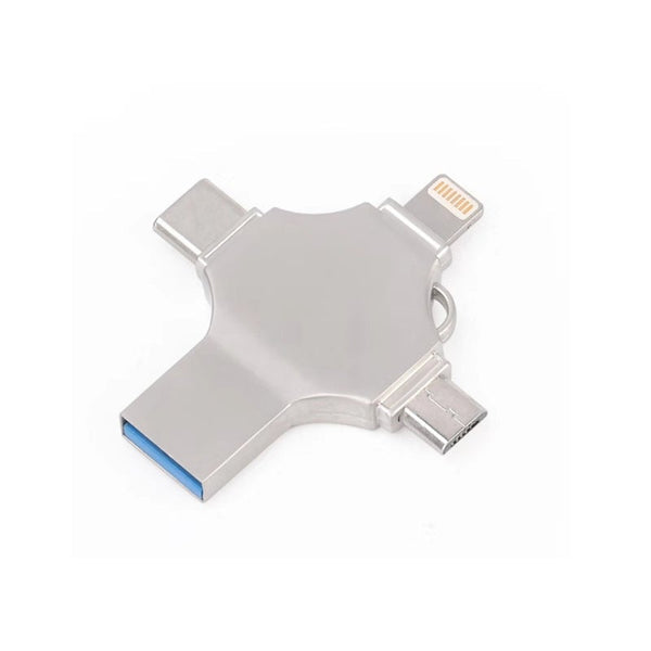 U Disk 4 In 1 Apple Type C Android Computer Multi Function Usb Flash Drive Silver 128Gb Usb Flash Drives