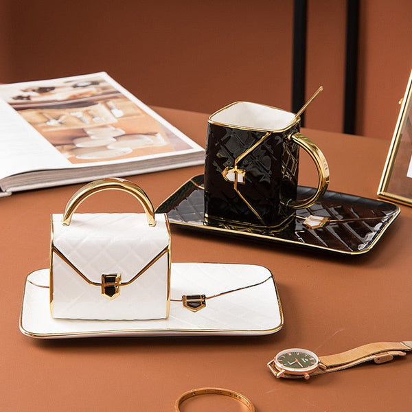 310Ml Novelty Handbag Coffee Cup With Tray Mugs