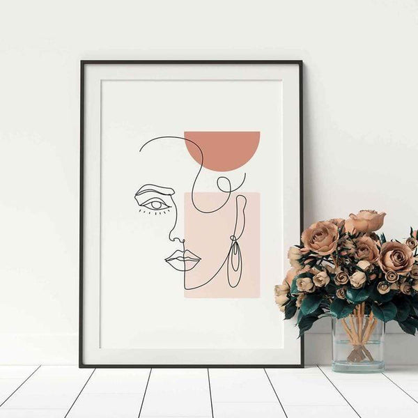 Abstract Visage Canvas Simple Modern Woman Print Decor Wall Art Posters & Prints