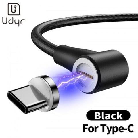 Magnetic Usb Cable Elbow Fast Charging Type Micro For Iphone X Max Xs 7 8 Xiaomi Black 200Cm