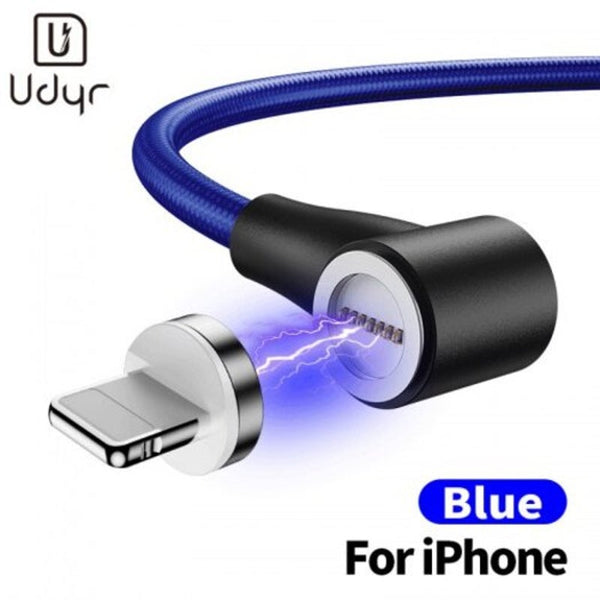 Magnetic Usb Cable Elbow Fast Charging Type Micro For Iphone X Max Xs 7 8 Xiaomi Black 200Cm