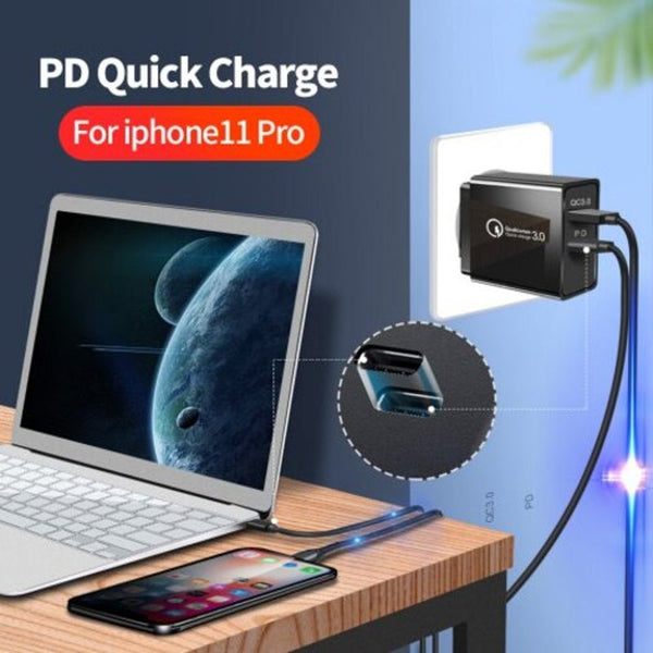 Quick Charge 3.0 2.0 Qc Pd Intelligent Charger Retardant Durable Security For Iphone Xiaomi Lg White
