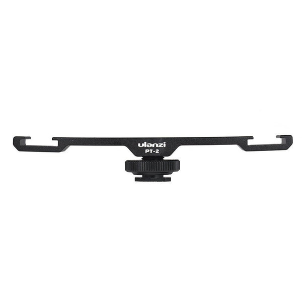 Pt2 Double Hot Shoe Mount Extension Bar Dual Bracket With 1/4" Thread For Mic/ Lights Other Cameras Accessories
