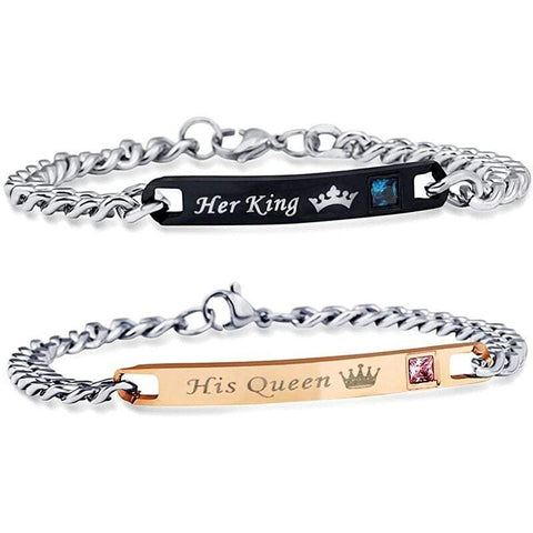 Veile Studios Rings Uloveido His Queen And Her King Black Titanium Necklace Bracelet Couple Jewellery Set Unisex Cubic Zircon St118 Bracelets