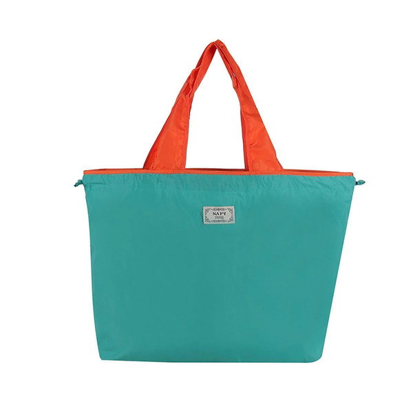 Ultra Light Foldable Large Capacity Portable Shopping Bag With Drawstring Mouth Lake Blue Size Reusable Shopping Bags