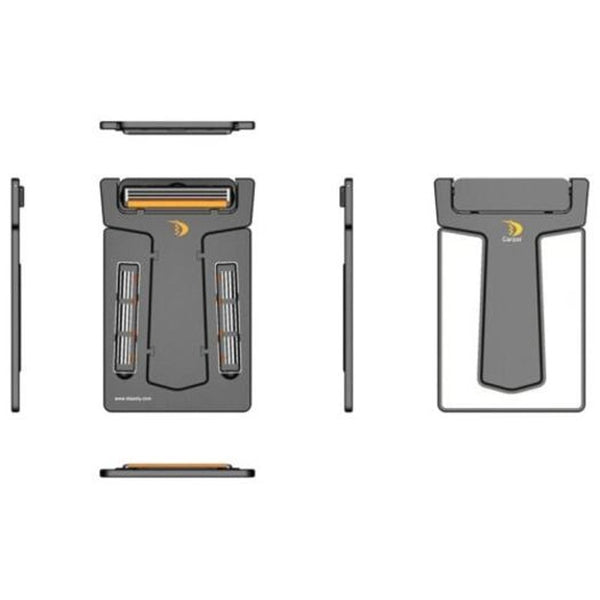 Ultra Card Shaver Pocket Razor With Mirrors And Blade 3Mm Thin Black Men's Razor Blades