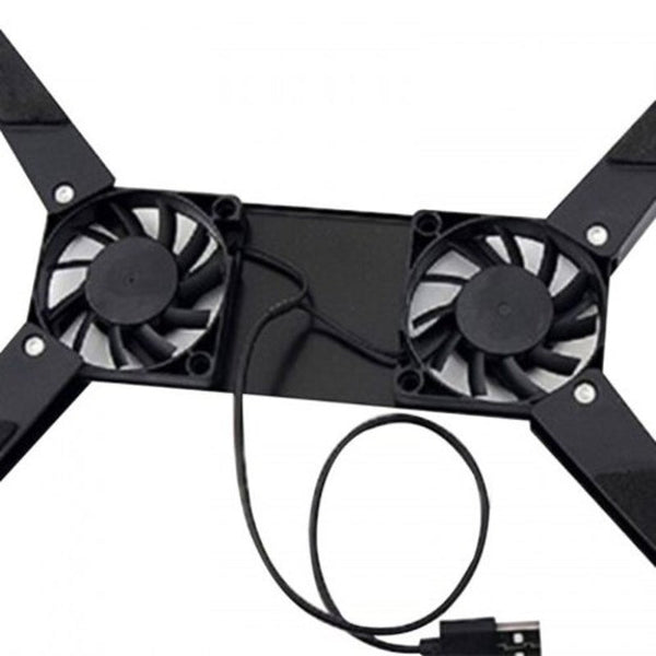 Ultra Small Folding Usb Dual Fan Cooler Cooling Pad Stand For Pc Computer Black