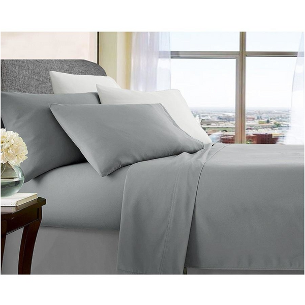 Ultra Soft Microfibre Sheet Set Double Silver Sheets