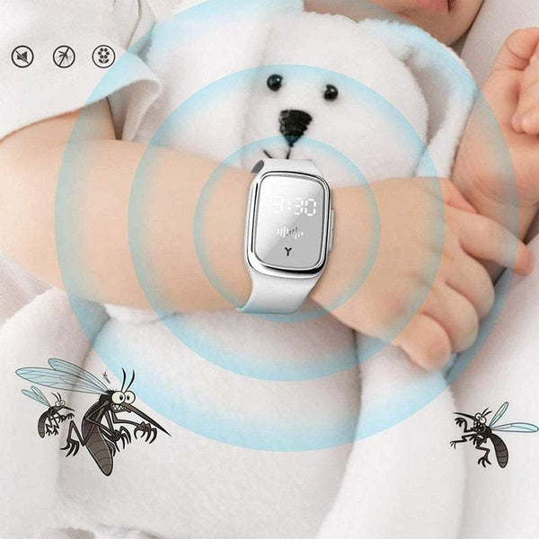 Pest Insect Repellents Ultrasonic Rechargeable Mosquito Wristband With Clock Function Ultrasonic Pest Repellers