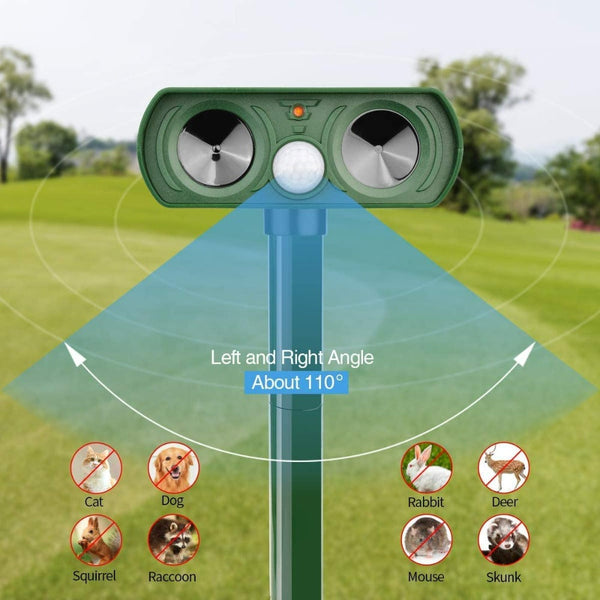 Ultrasonic Animal Repeller Solar Powered Cat Repellent Waterproof Motion Sensor Activated Deterrent Chaser Protect Farm Garden Yard Ultrasonic Pest Re