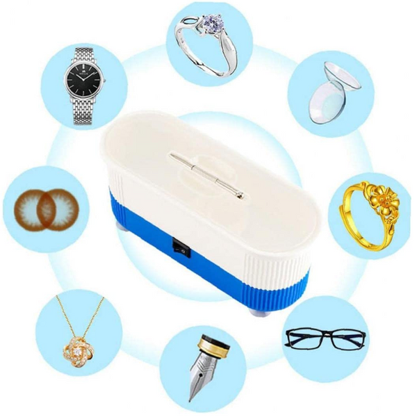 Veile Studios Ultrasonic Cleaner Jewelry Cleaning Machine For Denture Eye Glasses Coins Silver Blue Cleaners & Polish