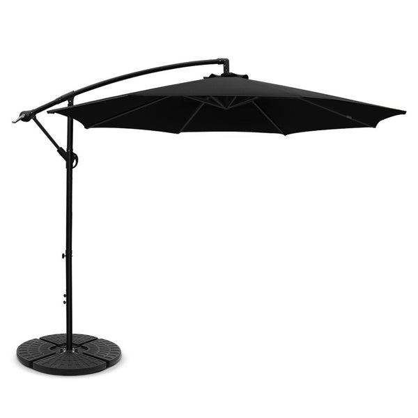 Instahut 3M Umbrella With 48X48cm Base Outdoor Umbrellas Cantilever Sun Beach Garden Patio Patio Umbrellas