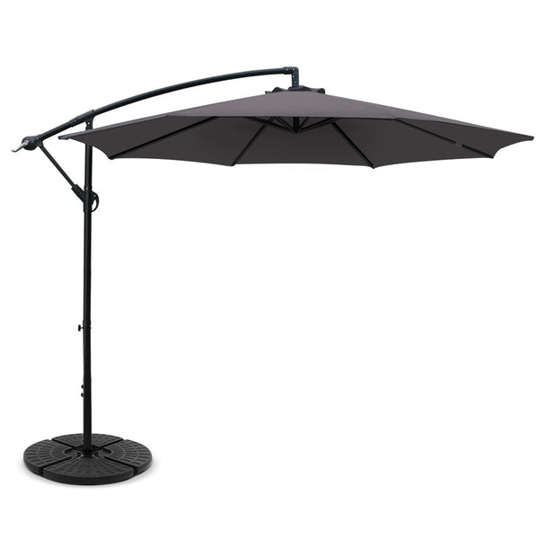 Instahut 3M Umbrella With 48X48cm Base Outdoor Umbrellas Cantilever Sun Beach Garden Patio Patio Umbrellas