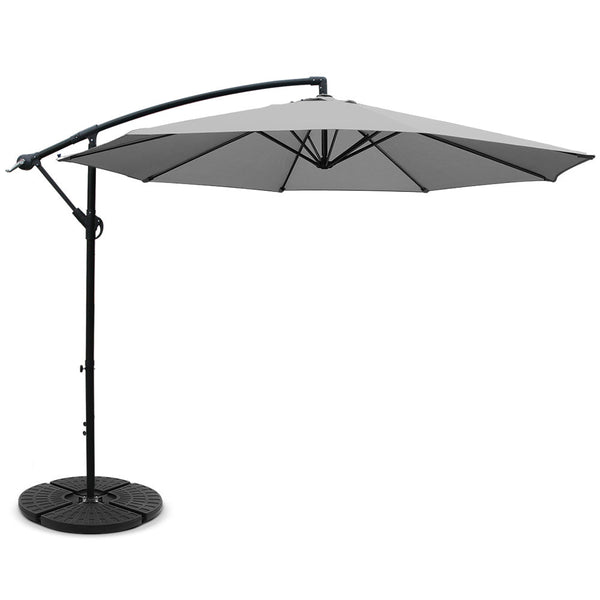 Instahut 3M Umbrella With 48X48cm Base Outdoor Umbrellas Cantilever Sun Beach Garden Patio Patio Umbrellas