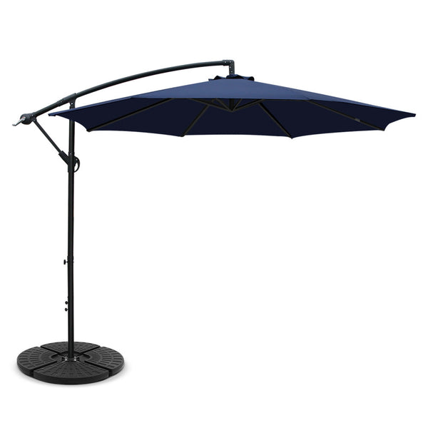 Instahut 3M Umbrella With 48X48cm Base Outdoor Umbrellas Cantilever Sun Beach Garden Patio Patio Umbrellas
