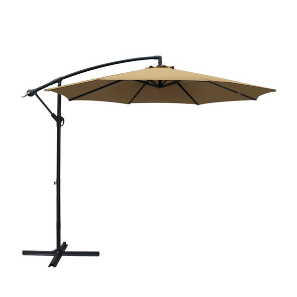 Instahut 3M Outdoor Umbrella Cantilever Beach Garden Patio Beige Patio Umbrellas