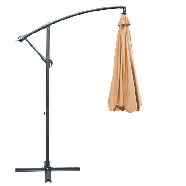 Instahut 3M Outdoor Umbrella Cantilever Beach Garden Patio Beige Patio Umbrellas