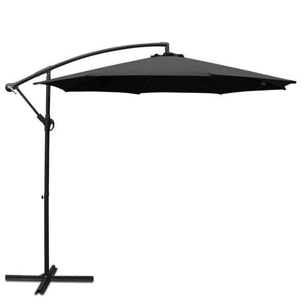Instahut 3M Outdoor Umbrella Cantilever Beach Garden Patio Black Patio Umbrellas