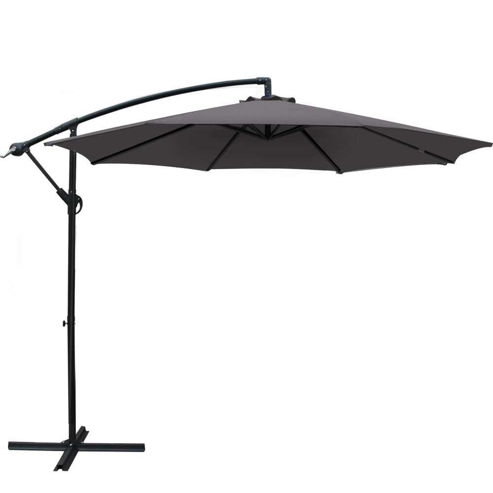 Instahut 3M Outdoor Umbrella Cantilever Beach Garden Patio Charcoal Patio Umbrellas