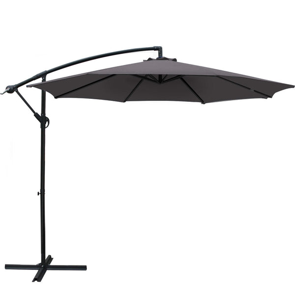 Instahut 3M Outdoor Umbrella Cantilever Beach Garden Patio Charcoal Patio Umbrellas