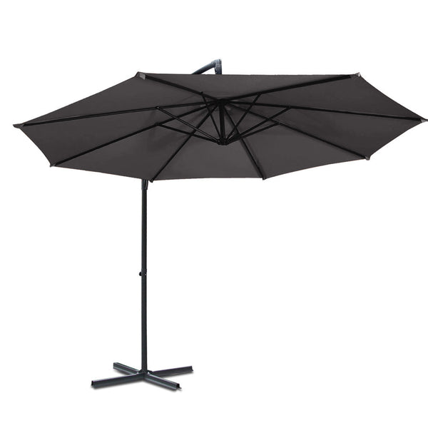 Instahut 3M Outdoor Umbrella Cantilever Beach Garden Patio Charcoal Patio Umbrellas