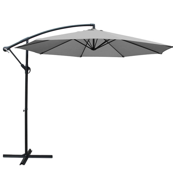 Instahut 3M Outdoor Umbrella Cantilever Beach Garden Patio Grey Patio Umbrellas