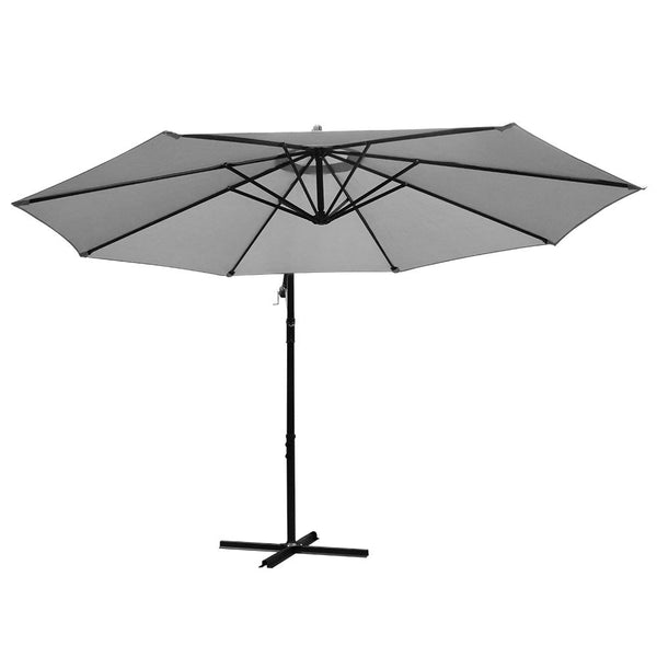 Instahut 3M Outdoor Umbrella Cantilever Beach Garden Patio Grey Patio Umbrellas