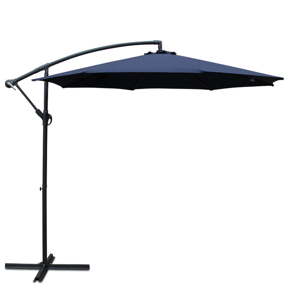Instahut 3M Outdoor Umbrella Cantilever Beach Garden Patio Navy Patio Umbrellas