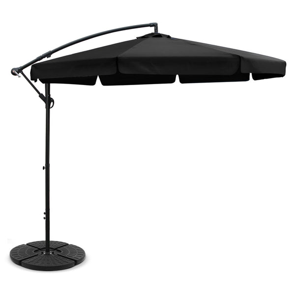 Instahut 3M Umbrella With 48X48cm Base Outdoor Umbrellas Cantilever Sun Beach Uv Patio Umbrellas
