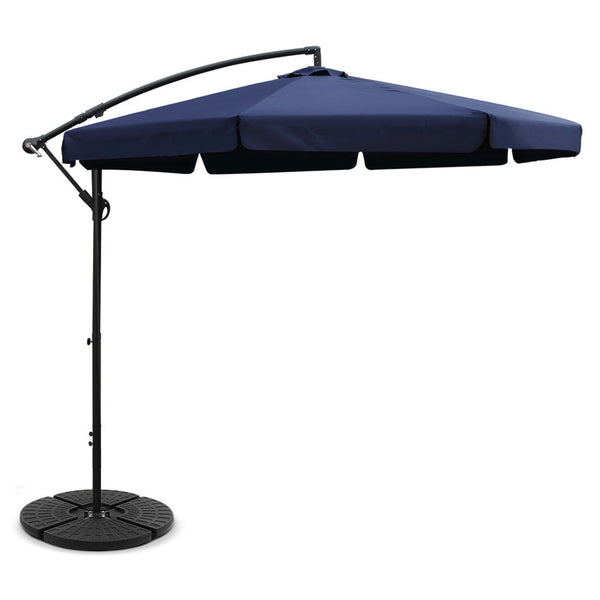 Instahut 3M Umbrella With 48X48cm Base Outdoor Umbrellas Cantilever Sun Beach Uv Patio Umbrellas