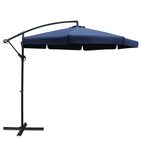 Instahut 3M Outdoor Umbrella Cantilever Garden Beach Patio Navy Patio Umbrellas