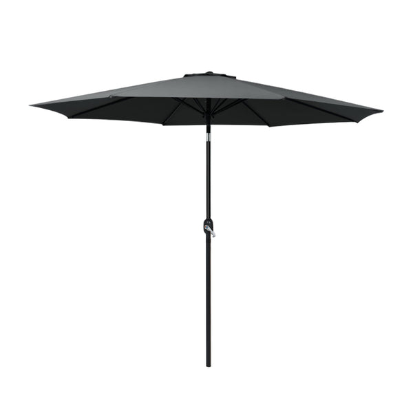 Instahut 2.7M Outdoor Umbrella W/Base Pole Stand Garden Beach Black Patio Umbrellas