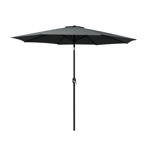 Instahut 2.7M Outdoor Umbrella W/Base Pole Stand Garden Beach Black Patio Umbrellas