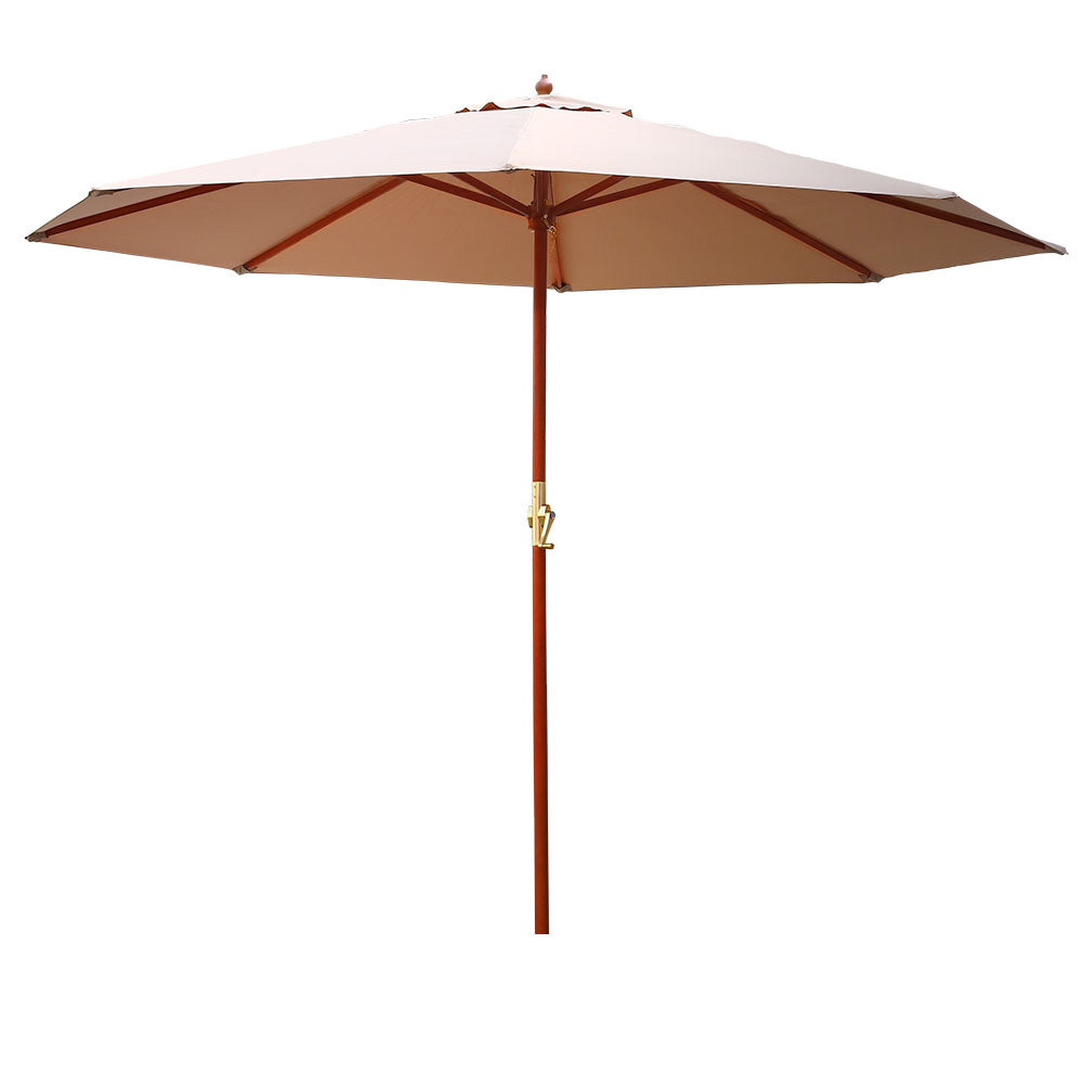 Instahut Outdoor Umbrella 3M Pole Cantilever Stand Garden Umbrellas Patio Beige Patio Umbrellas