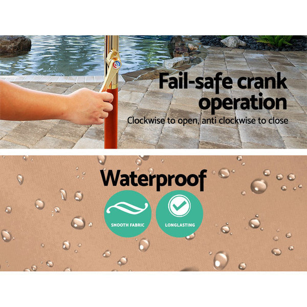 Instahut Outdoor Umbrella 3M Pole Cantilever Stand Garden Umbrellas Patio Beige Patio Umbrellas