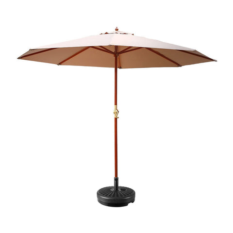 Instahut 3M Outdoor Umbrella W/Base Pole Umbrellas Garden Sun Stand Deck Beige Patio Umbrellas