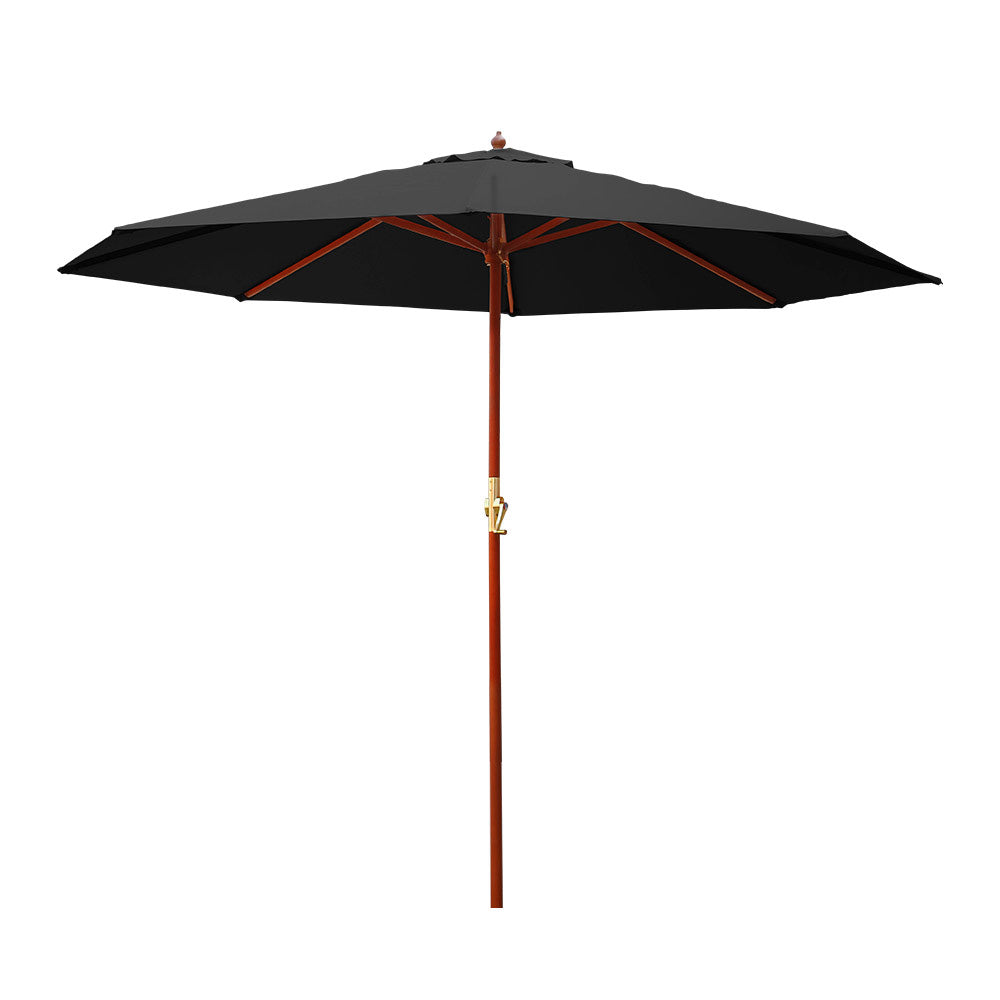 Instahut Outdoor Umbrella 3M Pole Cantilever Stand Garden Umbrellas Patio Black Patio Umbrellas