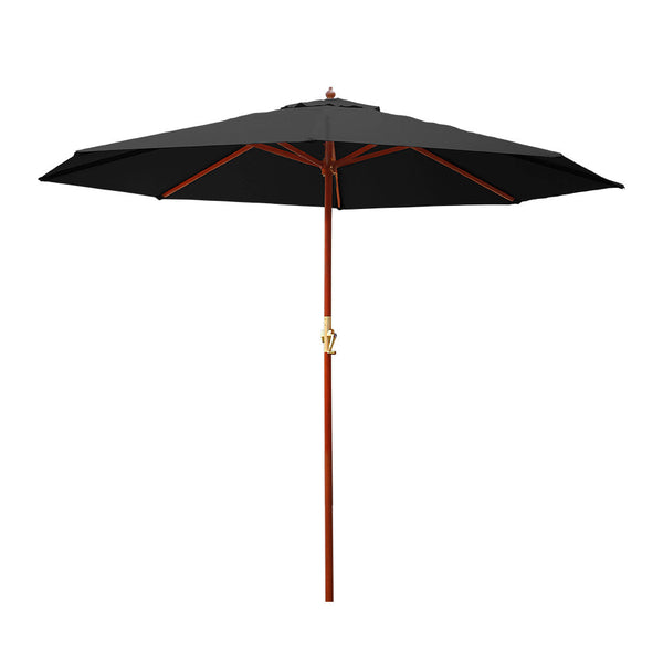 Instahut Outdoor Umbrella 3M Pole Cantilever Stand Garden Umbrellas Patio Black Patio Umbrellas