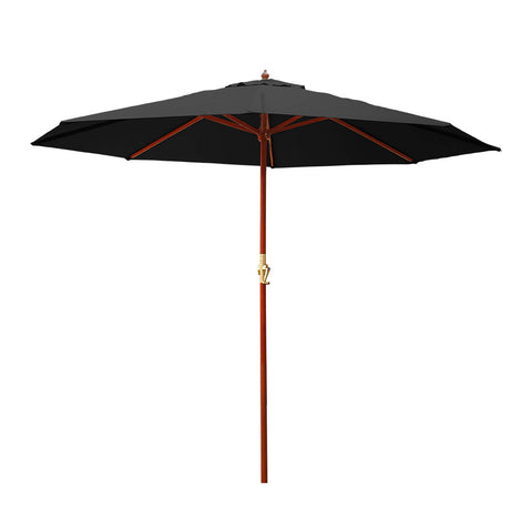 Instahut Outdoor Umbrella 3M Pole Cantilever Stand Garden Umbrellas Patio Black Patio Umbrellas