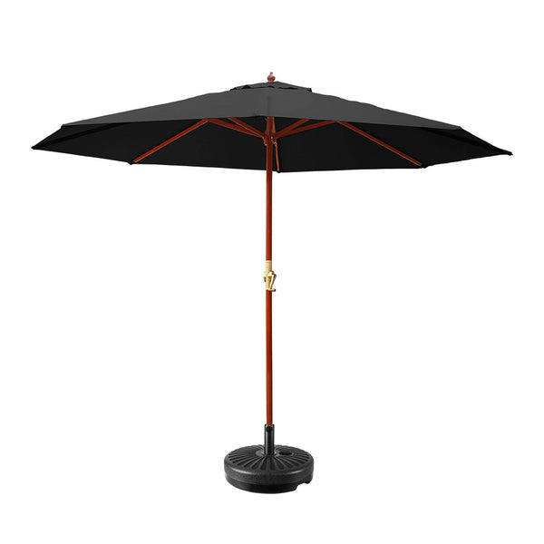Instahut 3M Outdoor Umbrella W/Base Pole Umbrellas Garden Sun Stand Deck Black Patio Umbrellas