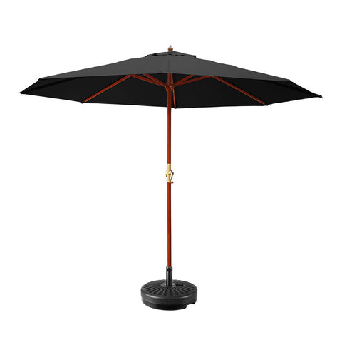 Instahut 3M Outdoor Umbrella W/Base Pole Umbrellas Garden Sun Stand Deck Black Patio Umbrellas